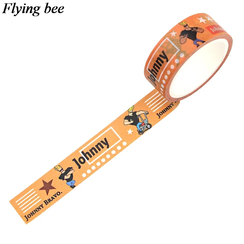 Flyingbee, 15 мм X 5 м, лента Джони Браво Васи, бумага, сделай сам, декоративная клейкая лента, канцелярские товары, Мультяшные мужские маскирующие Ленточные принадлежности X0743