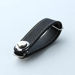 Elegant Leather Keychain Pouch and Organizer (Black)