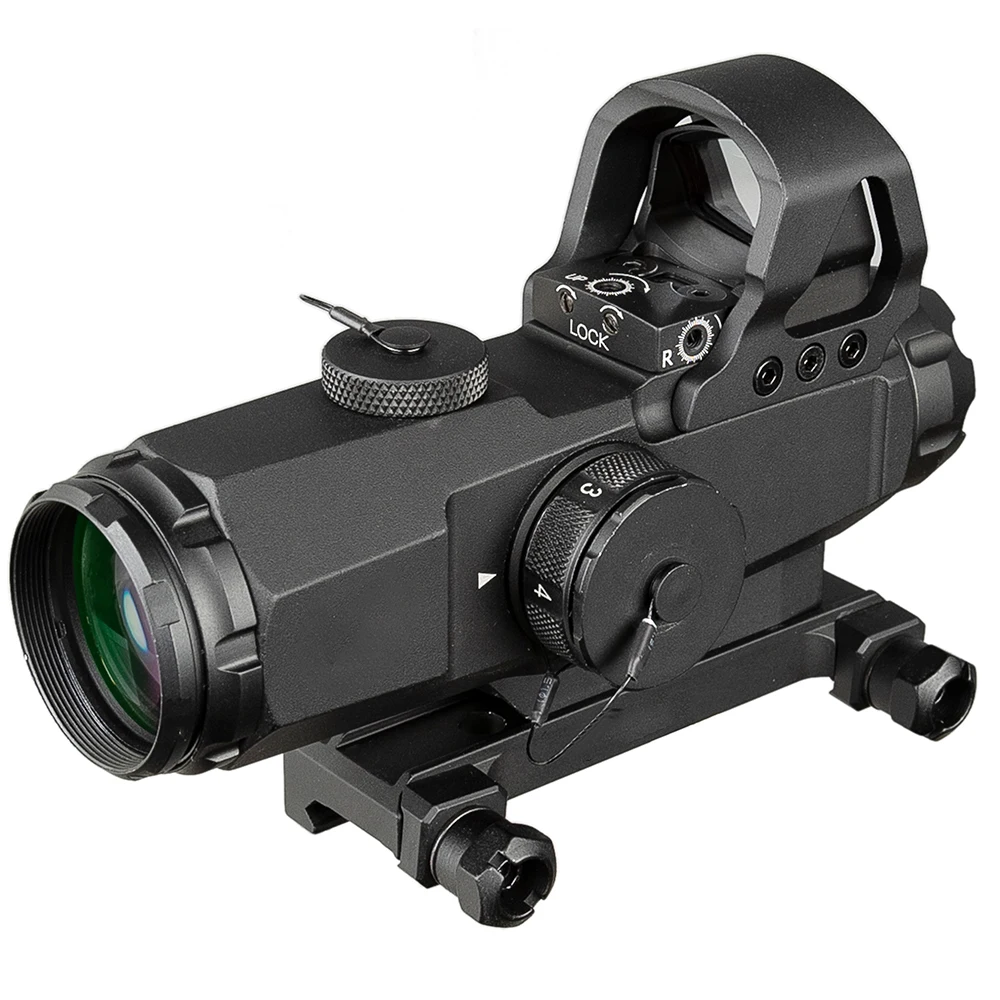 Тактический прицел 4x24 HAMR Red Dot Mark 4 высокоточный многорежимный с линзами для