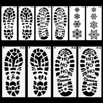 

Christmas Footprint Plastic Drawing Template DIY Scrapbook Photo Album Ruler Drafting Tool Stationery for Kids Student Painting
