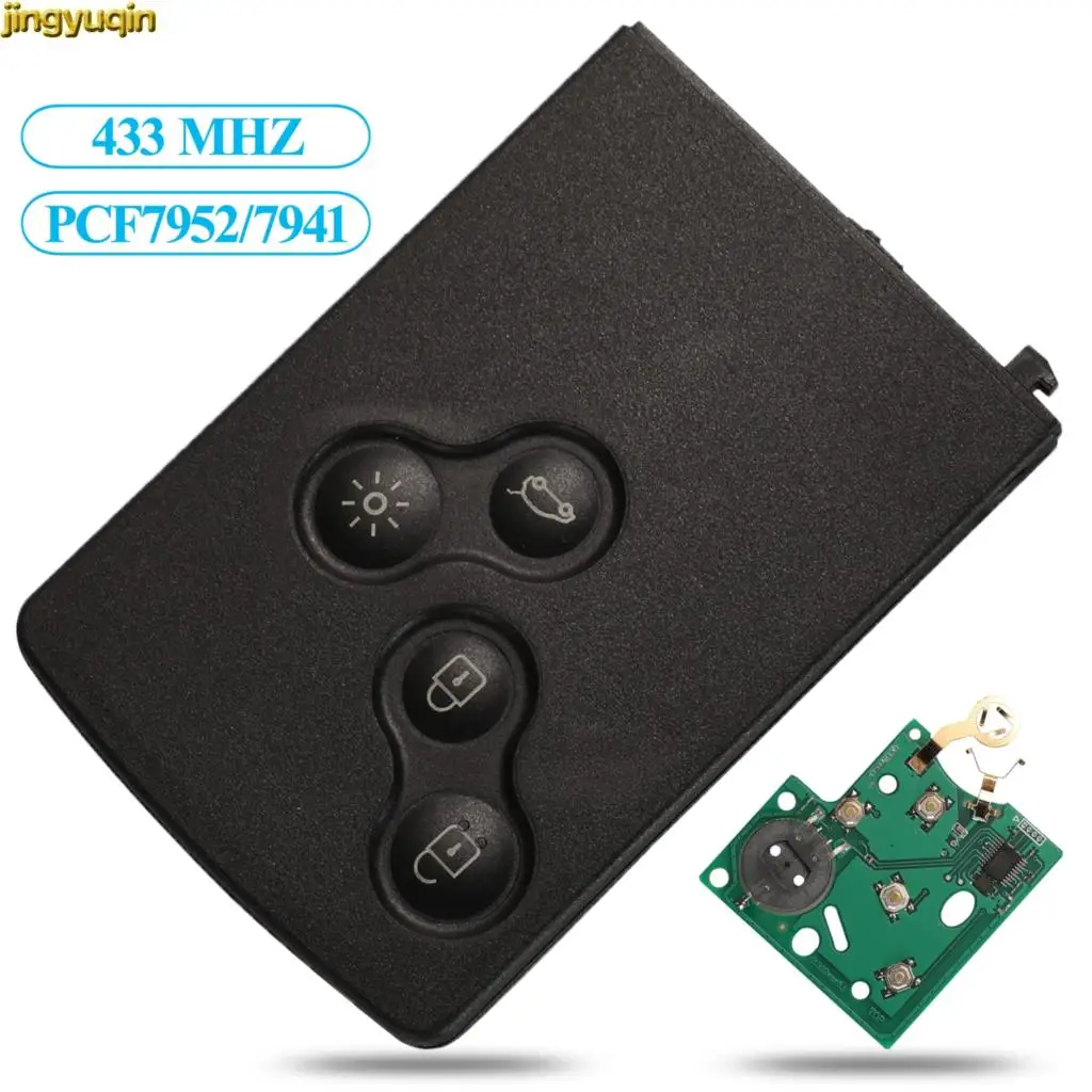 

Jingyuqin Remote Car Key FSK 433MHZ PCF7952/7941 Chip For Renault Megane Scenic Laguna Koleos Clio 4 Buttons Smart Card Control