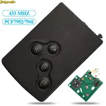 Jingyuqin klucz do kart FSK 433MHZ PCF7952 Chip dla Renault Megane Scenic Laguna Koleos Clio 4B zdalne sterowanie samochodem Keyless Go