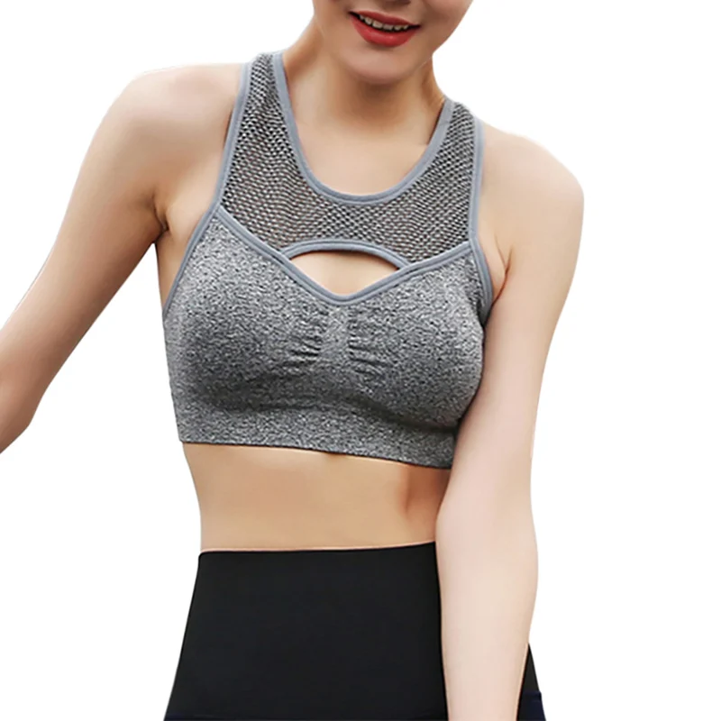 Women Lingerie Breathable Quick Dry Sport Bra Mesh Hollow Out Shockproof Push Up Yoga Bras or Fitness Running Gym Vest Top | Спорт и