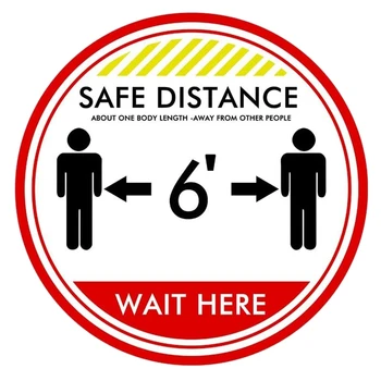 

10 Pack 11 Inch social Distancing Floor Decals - Safety Floor Sign Marker - Maintain 6 Foot Distance -Anti-Slip Stickers