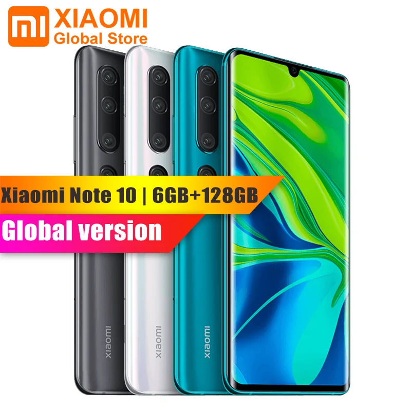 

Global Version Xiaomi Mi Note 10 6GB RAM 128GB ROM Smartphone 5260mAh Battery 108MP Rear Camera Quick Charge Smart Mobile Phone