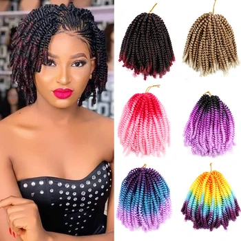 

Spring Twist Crochet Hair Ombre Braiding Hair Extensions Passion Twists Tresse Fluffy Synthetic Short Crochet Braids Curly Hair