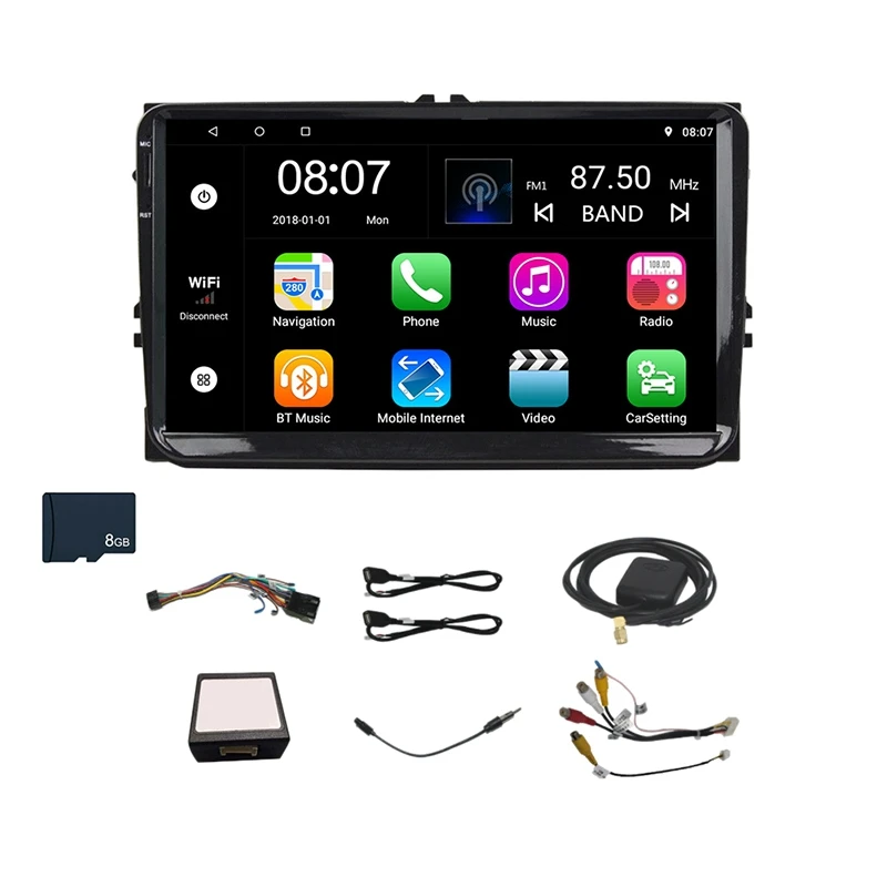 9 Inch Android 8.0 Double 2Din Car Radio Gps Auto 2 Din for Volkswagen/Passat/Golf/Skoda/Seat Wifi Bluetooth Din(with 8G | Автомобили и