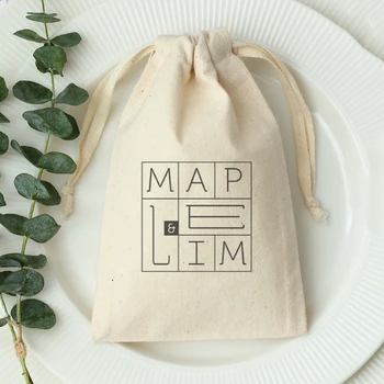 

Cotton Gift Bags Jewelry Packaging Drawstring Pouches Cosmetic Soap Party Gift Storage Custom Reusable Sachet Print Logo 50PCS