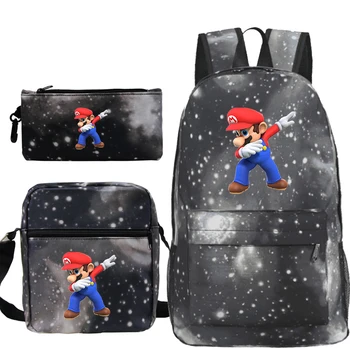 

3Pcs/Sets Dab Super Mario Backpacks Teenage Travel Bag Girls Boys School Bagpack with Cute Pencil Case Shoulder Bag
