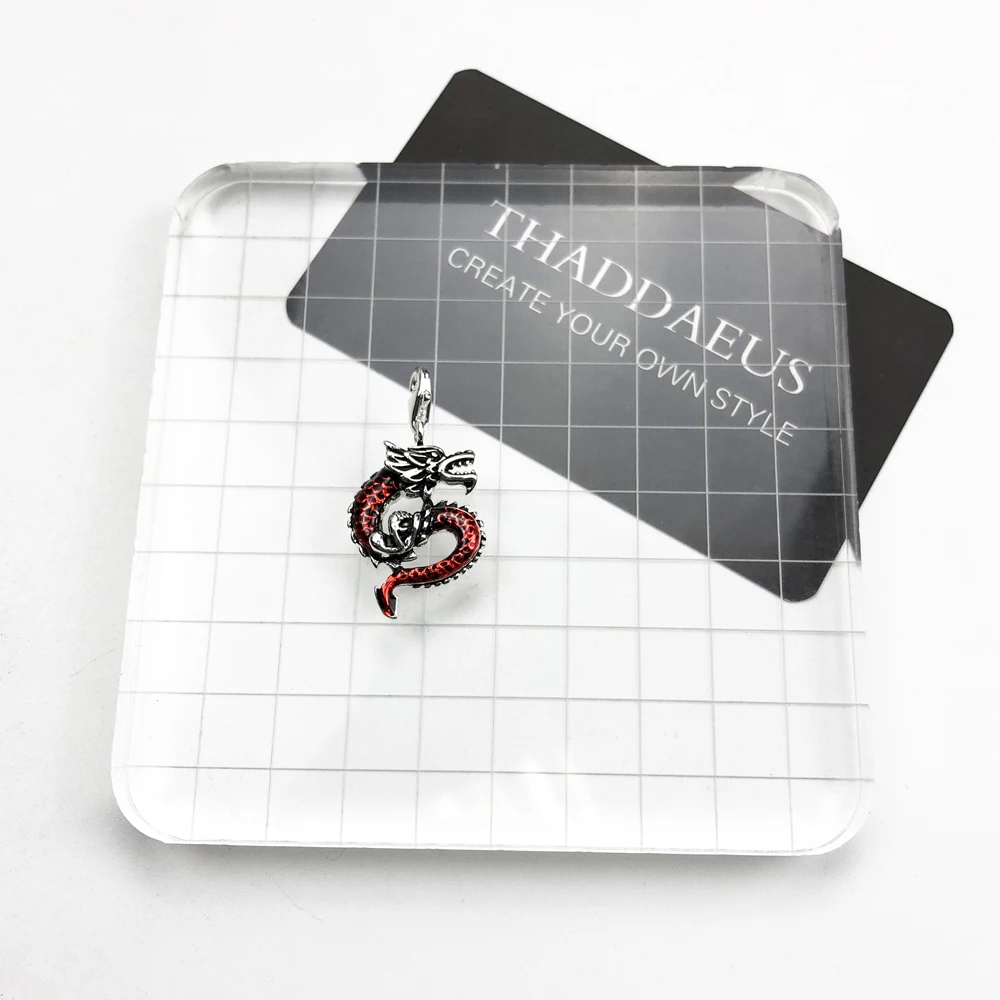 Hot 925 Sterling Silver Red Dragon Charm Pendants Fit Bracelet Necklace Spring Brand New Vintage Gift for Women Men Jewelry