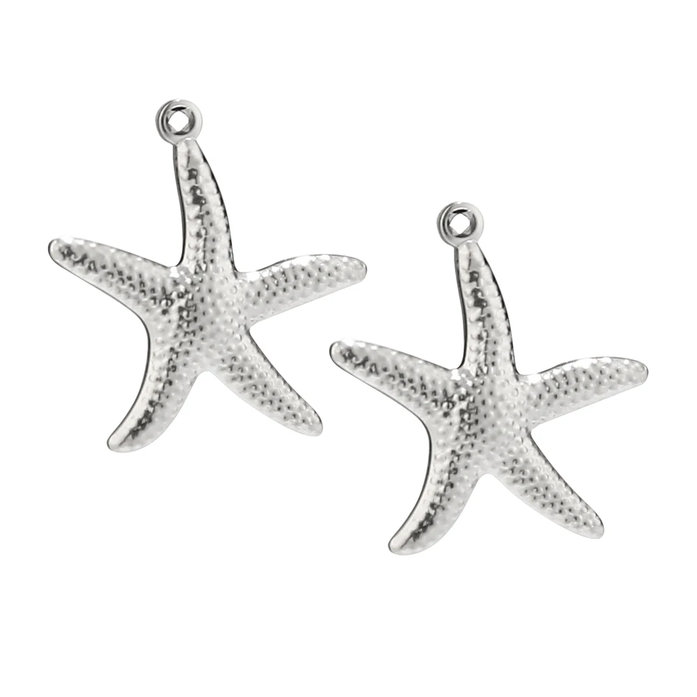 

10pcs Stainless Steel Silver Tone Charms Supply Wholesale Starfish Sea Star Pendants DIY jewelry Making Accessories Men Women