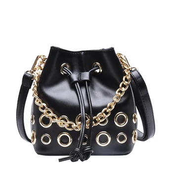 

Summer Chains Crossbody Bucket Bag Luxury Woman Bag Female Shoulder Handbags Drawstring Messenger Crossbody Bags Sac A Main Pink