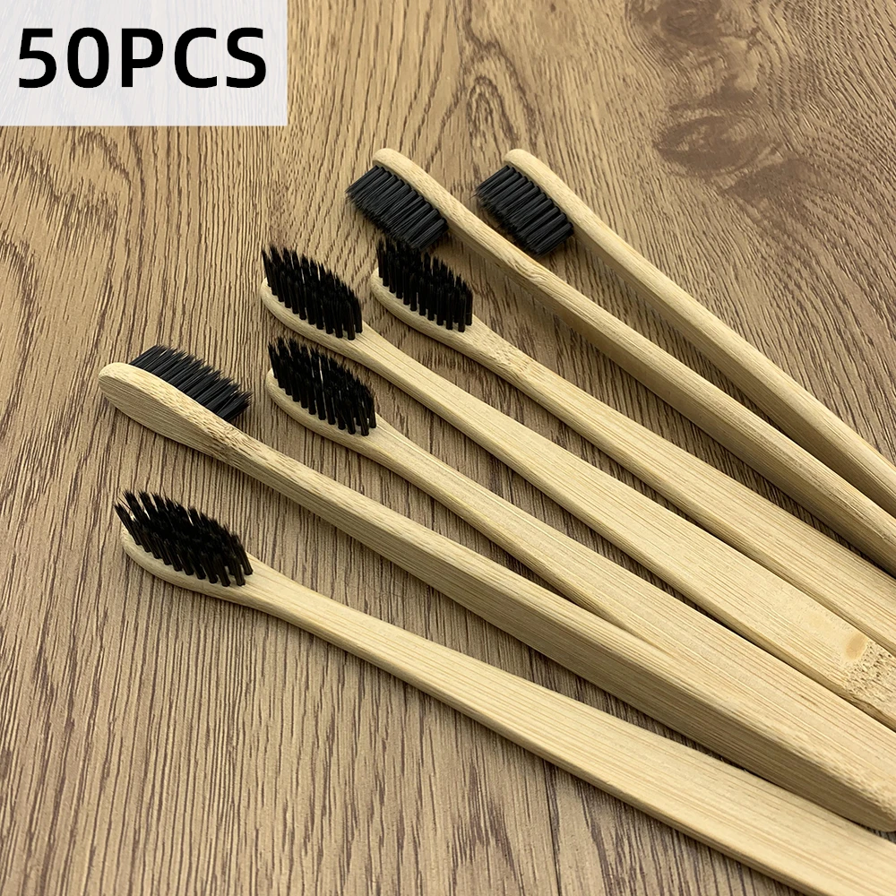 

50/40/30Pack Natural Biodegradable Bamboo Toothbrush Reusable Wood Toothbrushes Soft Bristles Teeth brush Eco-Friendly Oral Care