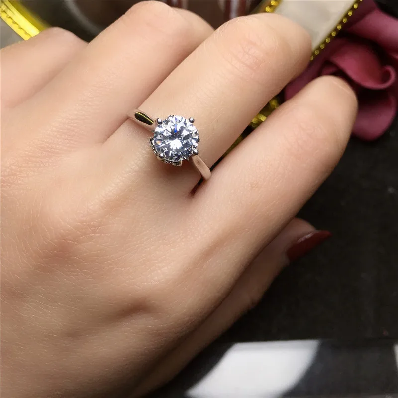 Простое Moissanite кольцо для офисной женщины 1ct цвет VVS1 Moissanite серебряное кольцо 925 драгоценности из серебра и камней