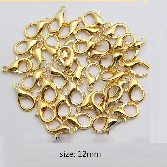 gold 12mm Старинные бронзовые застежки Омаров небольшой diy 502# серебристые, золотые весенние Waterdrop пустой smoth металлические ювелирные изделия выводов 12 14 10 мм 100 шт - Цвет: gold 12mm