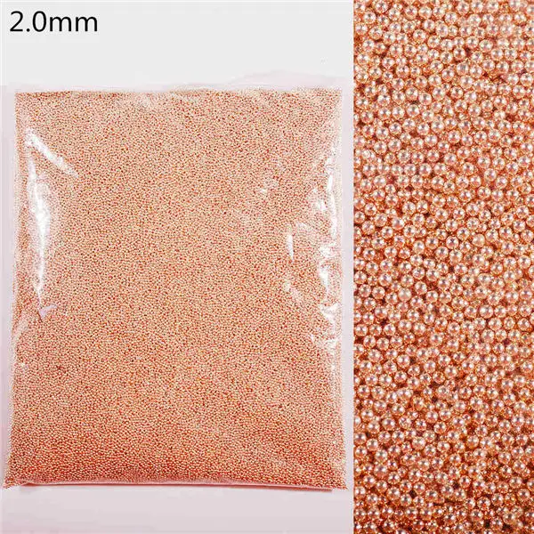 Rose Gold 2.0mm 0,6-2,0 мм Высокое качество мини-Икра бусы из нержавеющей стали металлические заклепки розовое золото и серебро горный хрусталь DIY украшения ногтей - Цвет: Rose Gold 2.0mm
