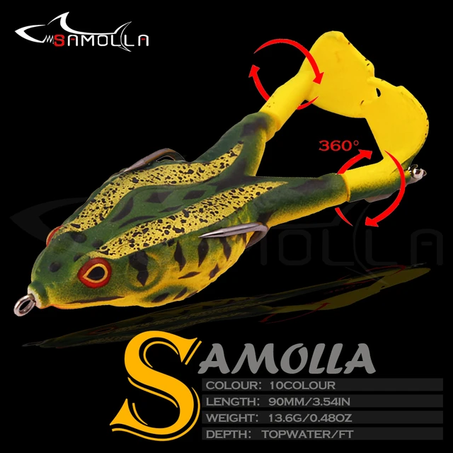 5 x RANA FROG PESCA TOP WATER LUCCIO BLACK BASS ARTIFICIALI SOFT