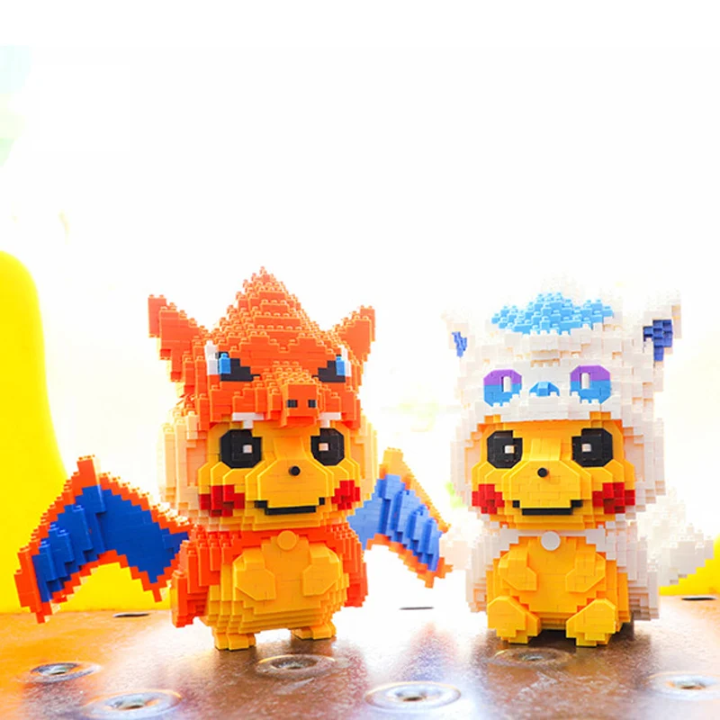 

lovely Anime cartoon figures building bricks image poke monsters Pika Charizard ice Vulpix micro diamond block nanobricks toys