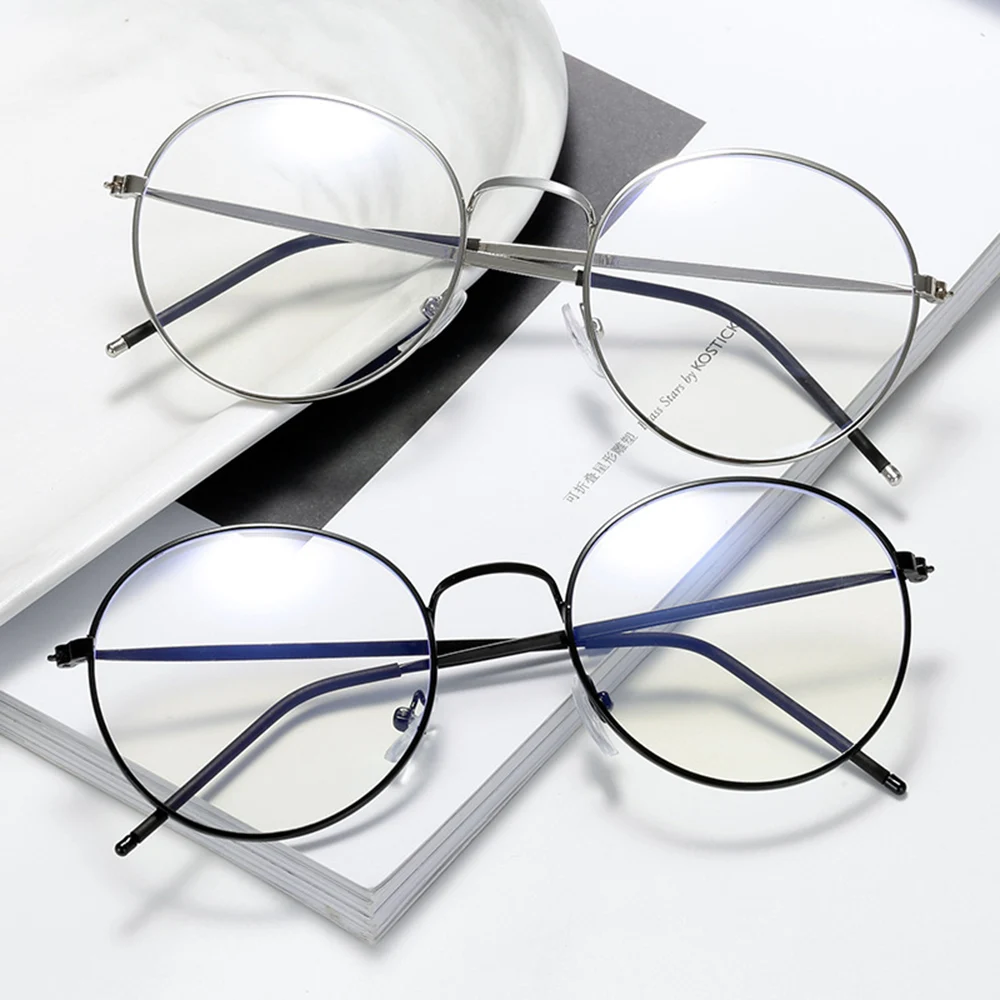 

Blocking Frame Men Anti Blue Light Women Ray Eyewear Spectacles Round Metal Retro