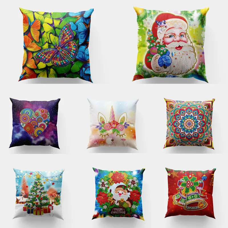 NewDiamondPaintingPillowCoverDIYMosaicDiamondEmbroideryKitSofaPillowReplacement