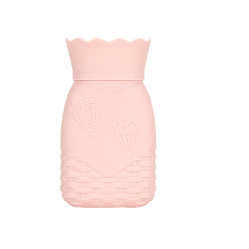 Pink Микроволновая грелка экологичный силиконовый прозрачный мешок для горячей воды с вязаным чехлом, Рождество, День Святого Валентина, подарок Exch - Цвет: Pink