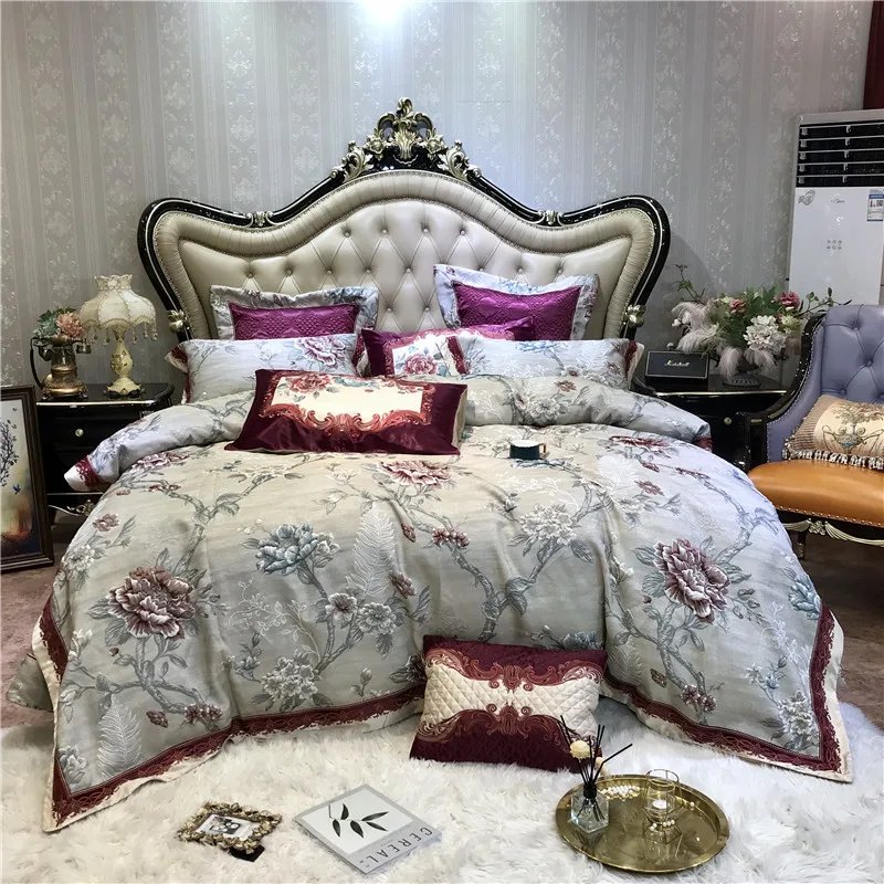 Роскошные жаккардовые постельное белье queen/king size комплект постельного белья 4/6/10 шт. пододеяльник комплекты толстые Постельное белье из хлопка набор - Цвет: 2