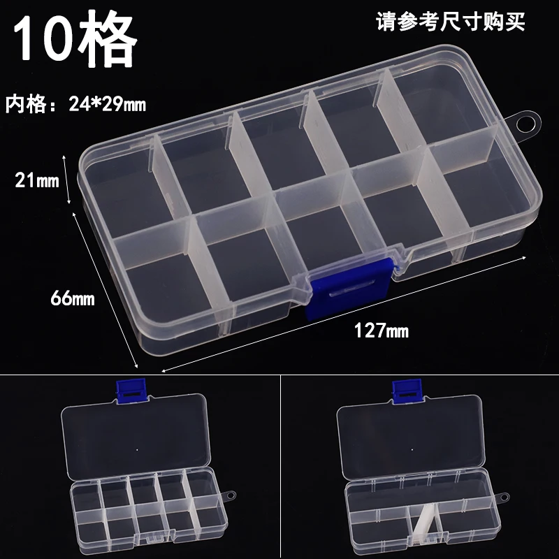 New 10 Slots Cells Colorful Portable Jewelry Tool Storage Box Container Ring Electronic Parts Screw Beads Organizer Plastic Case small tool chest