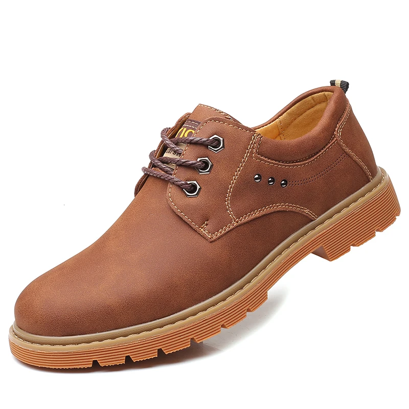 Pndodo Men Martins Casual Leather Shoes Men Flats Business Men's Shoes British Classic Shoes Zapatillas Hombre Black - Цвет: brown 2368