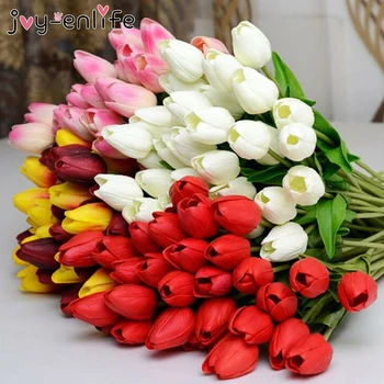 

Joy-Enlife 10pcs High Quality Multicolor Simple Manual Style DIY Artificial Tulips Flowers for Wedding Party Home Decoration