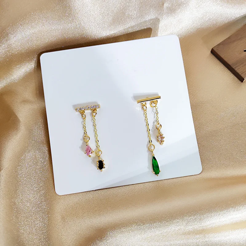 

Women Delicate Earrings 2019 New Handmade Bar Zircon Tassel Drop Earrings Bijoux All Match