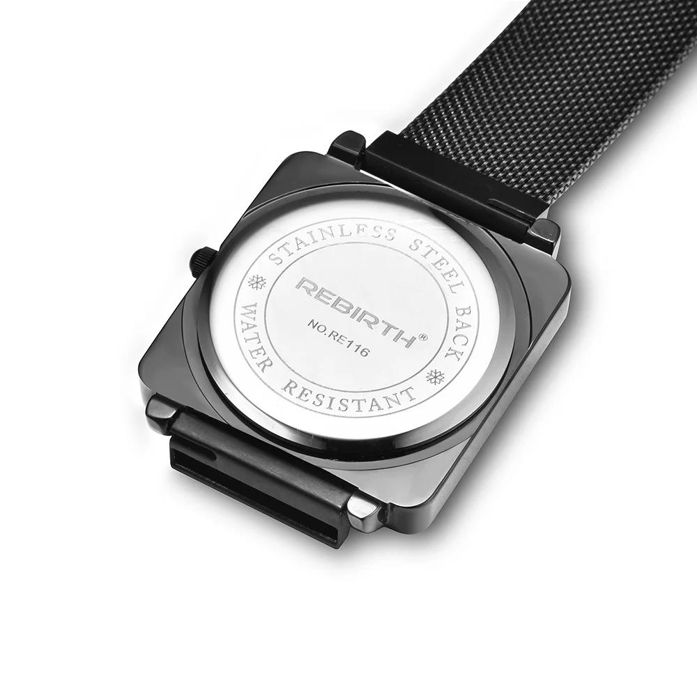 Индивидуальные часы женские кварцевые REBIRTH с квадратным циферблатом минималистичные модные трендовые женские наручные часы с магнитным ремешком Лидер продаж Reloj Mujer