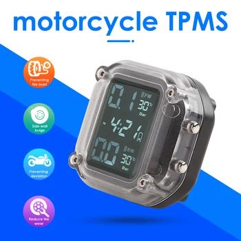 

LCD Tire Pressure Monitoring System Motorcycle Waterproof TPMS USB Rechargeable Easily Installation Personal Motorbike Parts