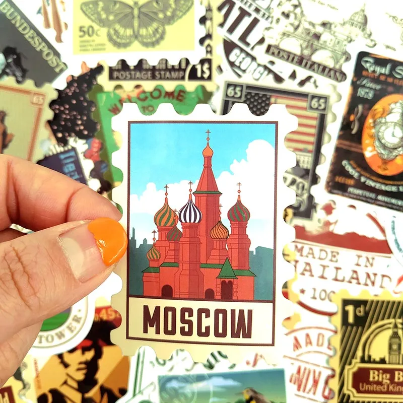 50 шт./упак. для путешествий в стиле ретро марки наклейки для мотоцикла скейтборды велосипеды ноутбук дневник мобильный чемоданы подарок наклейки «почтовый штемпель»