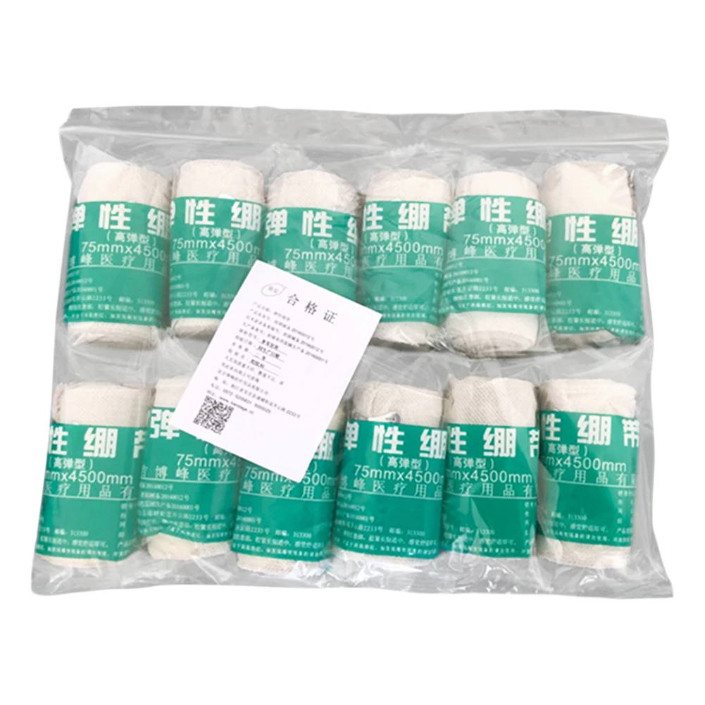 

12 Rolls 4.5m Elastic Bandage Wrap Tape Joint Wound Dressing Medical Pads