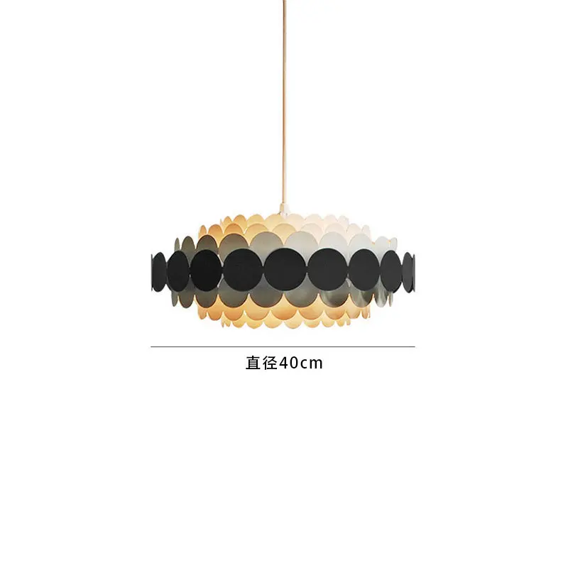 Современный светодиодный подвесной светильник для столовой, спальни, подвесной светильник, креативные металлические подвесные лампы в скандинавском стиле, домашний декор, круглый светильник, светильники - Цвет корпуса: black dia40cm
