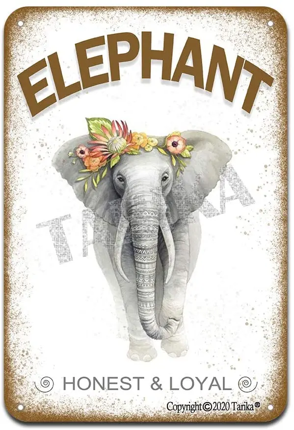 Elephant Honest and Loyal Iron Poster Painting Tin Sign Vintage Wall Decor for Cafe Bar Pub Home Beer Decoration Crafts | Дом и сад