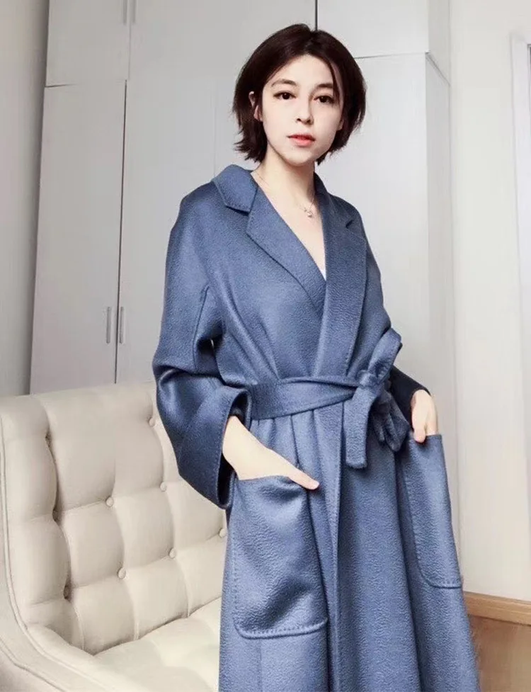 Brand High Quality Double-Sided Female Cashmere Coat Solid Color Long Lengthen Women's Woolen Coat Winter Wool Cloak Plus Size Leather Jackets