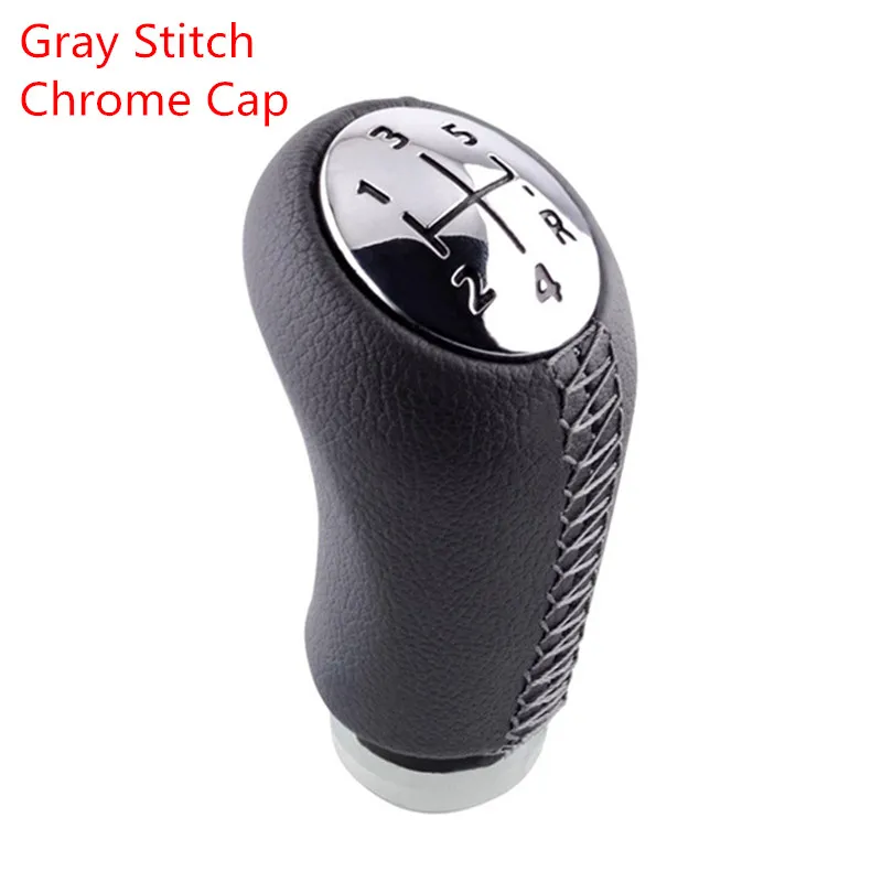 Gray Stitch Chrome Кожаная MT ручка переключения передач для Renault Scenic II MK2 Megane 2 MK Clio 3 III MK3 Kangoo ручка переключения передач шаровая ручка черный серый бежевый - Название цвета: Gray Stitch Chrome