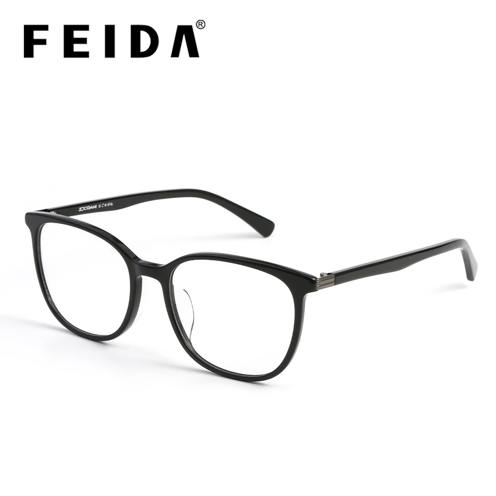 c1 Black FEIDA оправа для очков для мужчин wo для мужчин Gafas ацетат шарнир мужские модные оправы для очков оптические очки черные очки - Цвет оправы: c1 Black