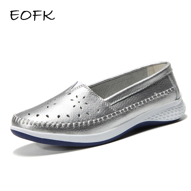 Женские мокасины из ПУ кожи EOFK летние однотонные лоферы на плоской подошве без