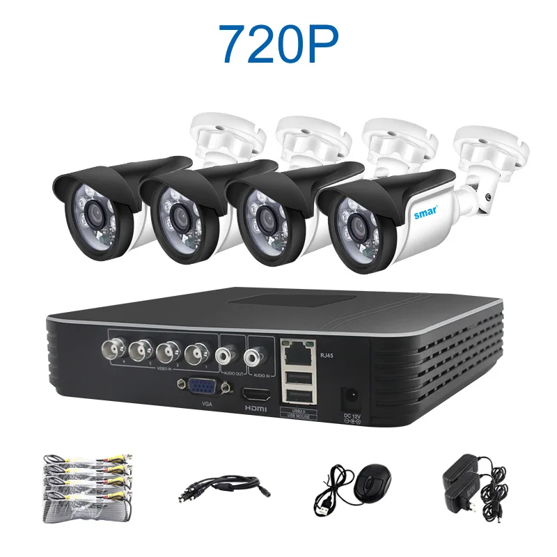 4CH 1MP Outdoor Kit Sm4ch 1080N 5 в 1 AHD DVR комплект CCTV системы 4& 2 шт 720 P/1080 P IR AHD Camera Открытый водонепроницаемый комплект видеонаблюдения XMeye - Цвет: 4CH 1MP Outdoor Kit
