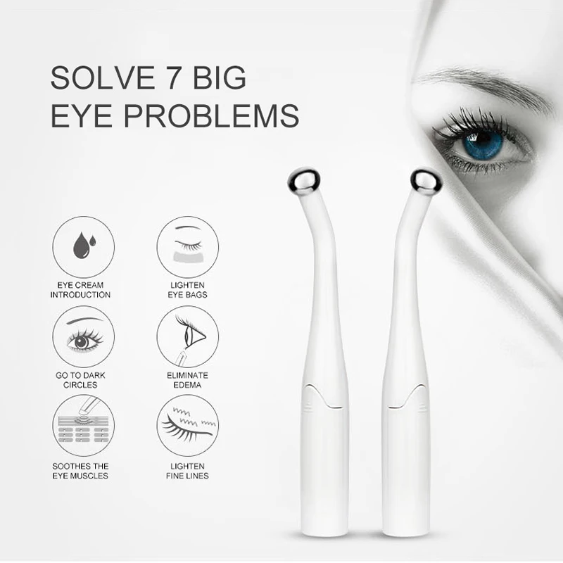 

Beauty 2 In 1 Electric Eye Massager Device Pen Anti Aging Wrinkle Micro-current Massage Negative Ion Importing Eyes Care Device