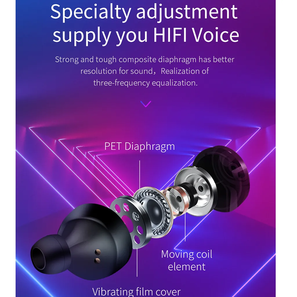 BT5 0 Earphones In Ear Stereo Sound Fashion Sports Big Battery HIFI Wireless Headphone Stereo Earbuds Headset With Mic