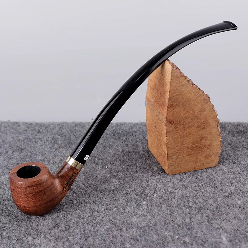 로즈우드-긴 손잡이 담배 독서 파이프, 23CM, 레트로 신사, 구부러진 타입, 핸드메이드 흡연 파이프, 액세서리, 아버지의 선물