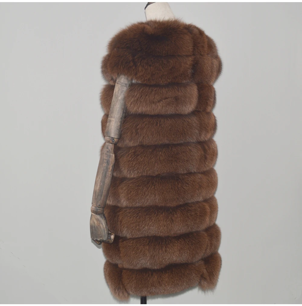 Hot Sale Women Natural Real Fox Fur Gilet Lady Winter Long Style Real Fox Fur Vest New Real Fox Fur Sleeveless Jacket