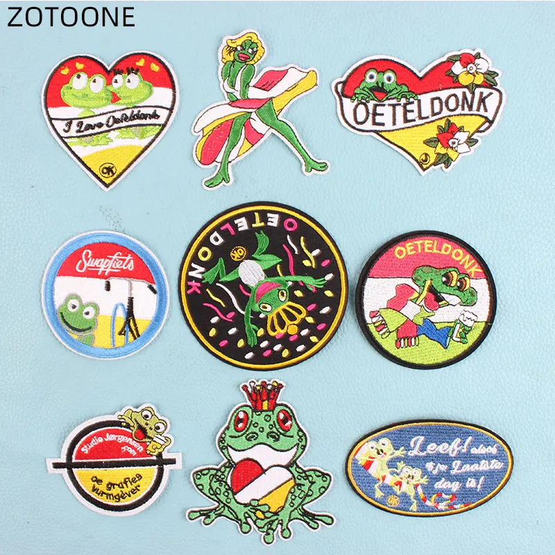

ZOTOONE Iron on Patch for Clothes Oeteldonk Carnival for Netherland Embroidered Patches Heat Transfer Diy Frog Sticker Applique
