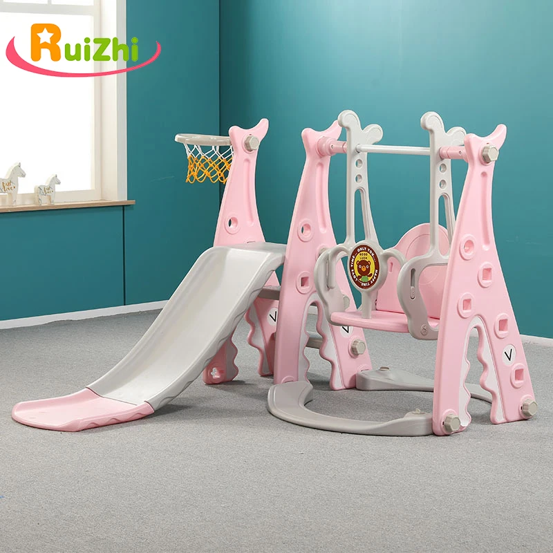 Розовый Ruizhi, детские горки, качели, комбинация с баскетбольной стойкой, детские домашние Семейные парки развлечений, детский сад, детские игрушки, RZ1129 - Цвет: Розовый