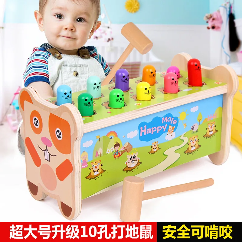 

Wooden Children Cartoon Ten Pile Play Hamster Knock-Click Taiwan Baby CHILDREN'S Early Childhood Educational Toys 1-Year-Old