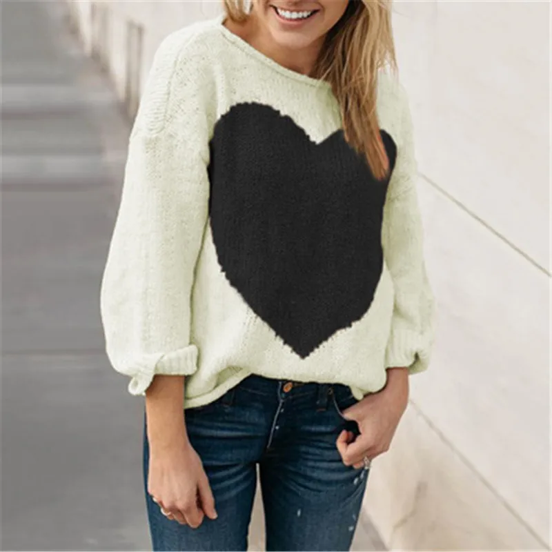 Skup Madam odzież OWLPRINCESS Off Shoulder sweter z dzianiny z długim rękawem swetry w kształcie serca i wygodny sweter