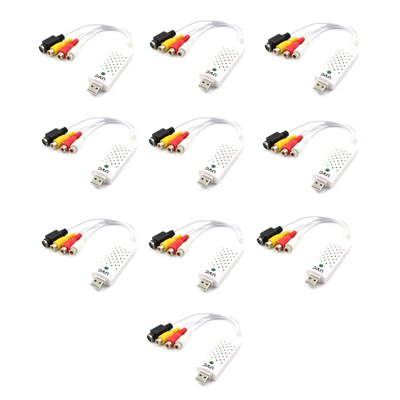 Лот 10 шт. Easycap USB 2,0 Захват аудио, видео карта адаптер для NTSC/PAL VHS для ТВ DVD видео сигнала конвертер белый